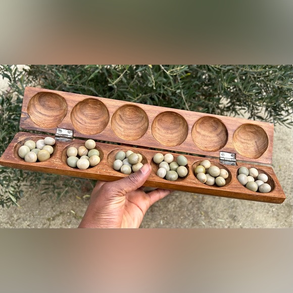 VTG Hand Carved Oware Board Game 🇧🇯 Sz 15.5”x1.5” - Picture 1 of 7